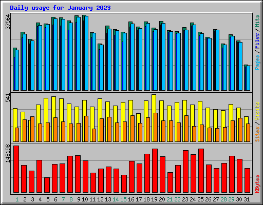 Daily usage for January 2023