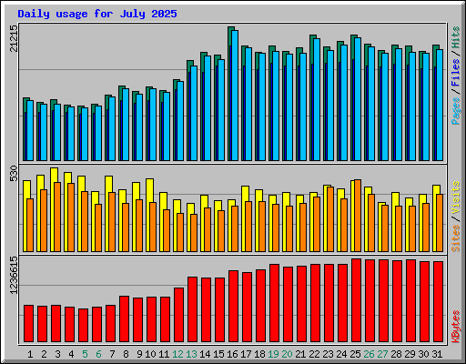 Daily usage for July 2025