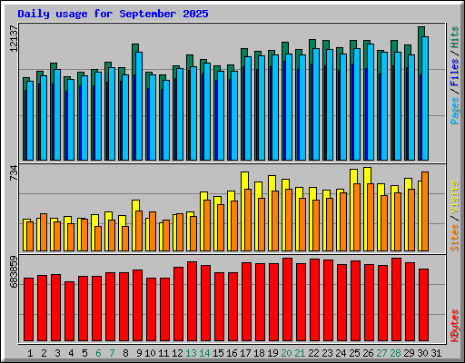 Daily usage for September 2025